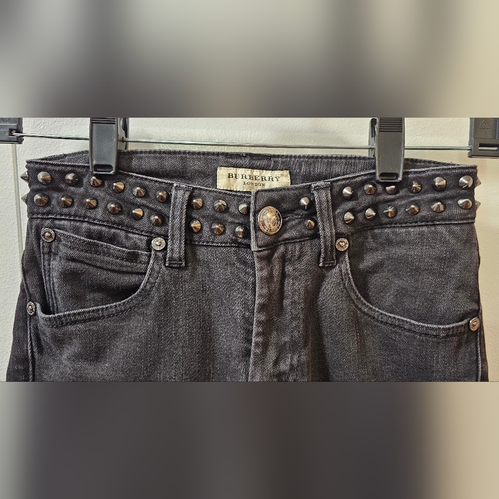 Burberry London Cannington Studded Women's Skinny Jeans Size 25 Charcoal Black - Picture 2 of 15